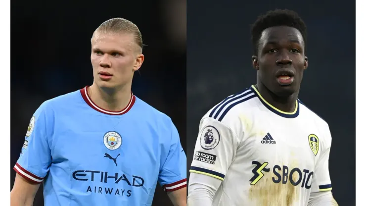 Gareth Copley/Michael Regan/ Getty Images- Erling Haaland (Manchester City) e Wilfried Gnonto (Leeds).
