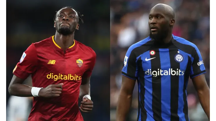 Paolo Bruno/ Marco Luzzani/Getty Images- Tammy Abraham (Roma) e Romelu Lukaku (Inter).
