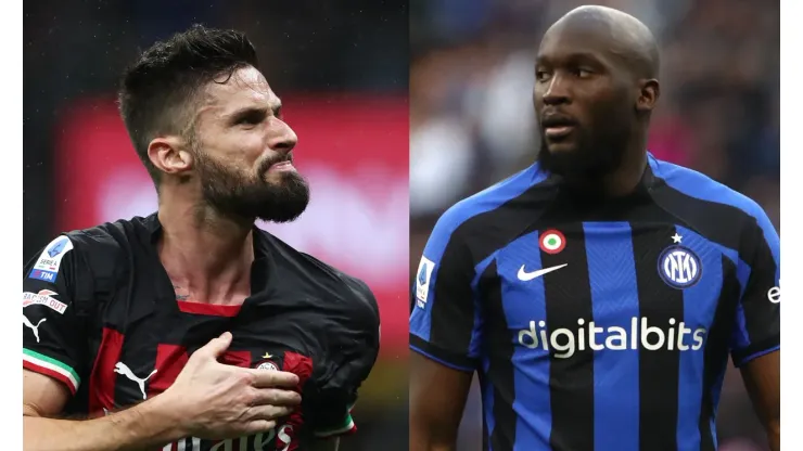 Marco Luzzani/Getty Images- Giroud (Milan) e Lukaku (Inter).
