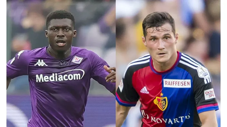 Gabriele Maltinti /Alexander Scheuber/ Getty Images- Alfred Duncan ( Fiorentina) e  Taulant Xhaka (Basel)
