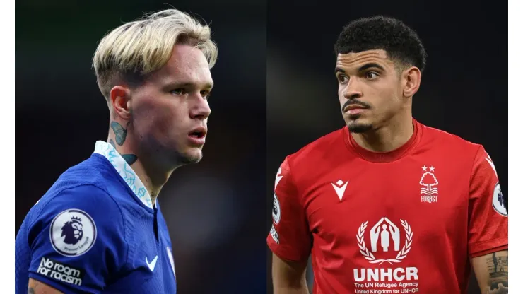 Clive Rose/Gareth Copley/Getty Images- Mudryk (Chelsea) e Morgan Gibbs-White (Nottingham Forest).
