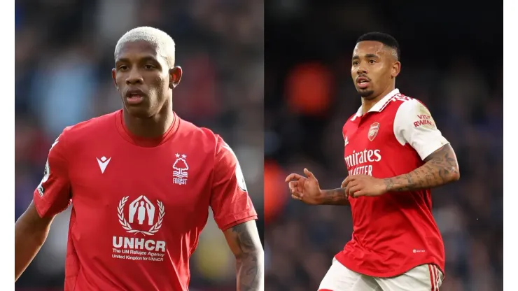 Michael Regan/Catherine Ivill/ Getty Images- Danilo (Nottingham Forest) e Gabriel Jesus (Arsenal).
