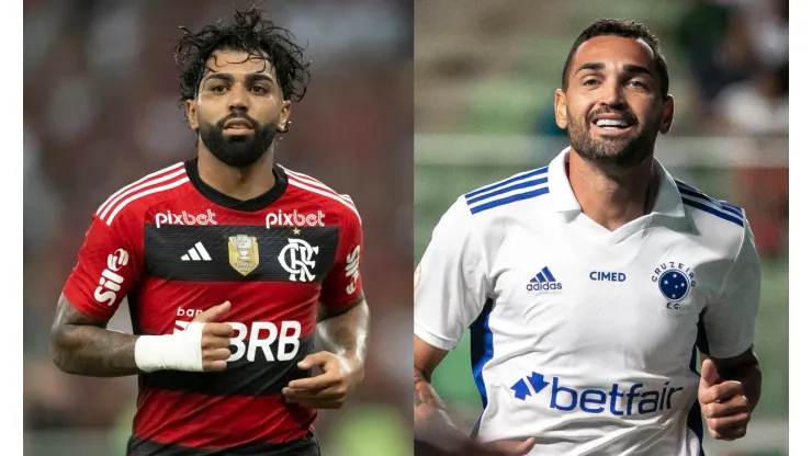 Jorge Rodrigues/Fernando Moreno/AGIF- Gabigol (Flamengo) e Gilberto (Cruzeiro).
