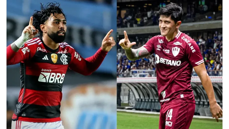 Fotobairesarg/Fernando Moreno/AGIF- Gabigol (Flamengo) e Germán Cano (Fluminense).
