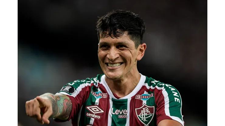 RJ - RIO DE JANEIRO - 02/05/2023 - LIBERTADORES 2023, FLUMINENSE X RIVER PLATE - German Cano jogador do Fluminense comemora seu gol durante partida contra o River Plate no estadio Maracana pelo campeonato Libertadores 2023. Foto: Thiago Ribeiro/AGIF
