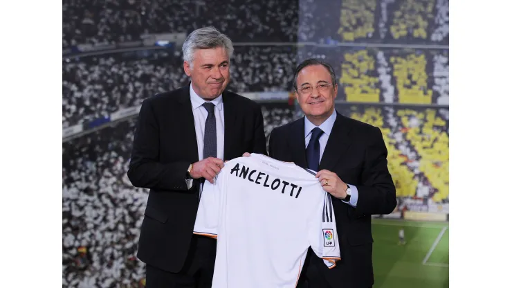 Denis Doyle/Getty Images- Carlo Ancelotti e Florentino Pérez
