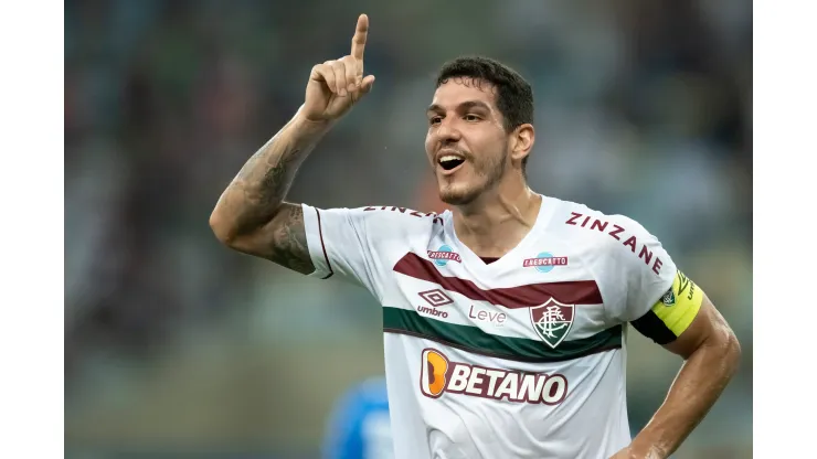 RJ - RIO DE JANEIRO - 12/04/2023 - COPA DO BRASIL 2023, FLUMINENSE X PAYSANDU - Nino jogador do Fluminense comemora seu gol durante partida contra o Paysandu no estadio Maracana pelo campeonato Copa do Brasil 2023. Foto: Jorge Rodrigues/AGIF
