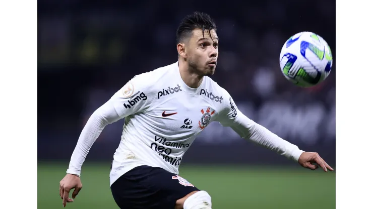 Angel Romero jogador do Corinthians durante partida contra o Goias no estadio Arena Corinthians pelo campeonato Brasileiro A 2023. Foto: Marcello Zambrana/AGIF
