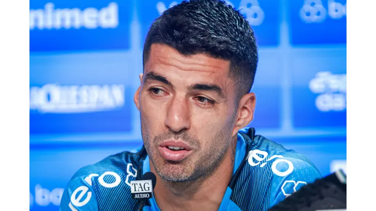 Luis Suarez jogador do Gremio durante coletiva após partida contra o Vasco no estadio Arena do Gremio pelo campeonato Brasileiro A 2023. Foto: Maxi Franzoi/AGIF
