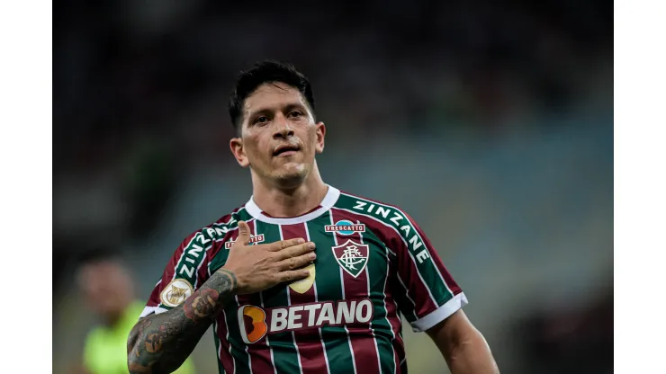 Cano jogador do Fluminense comemora seu gol durante partida contra o Sao Paulo no estadio Maracana pelo campeonato Brasileiro A 2023. Foto: Thiago Ribeiro/AGIF
