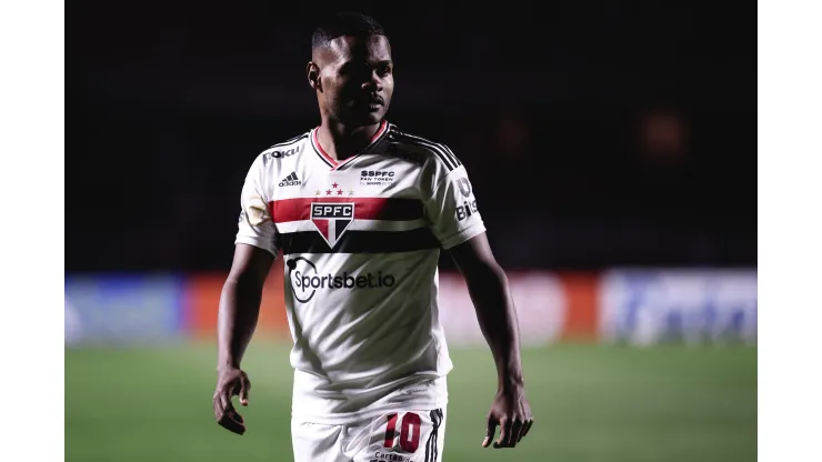  Nikao jogador do Sao Paulo durante partida contra o Goias no estadio Morumbi pelo campeonato Brasileiro A 2022. Foto: Ettore Chiereguini/AGIF
