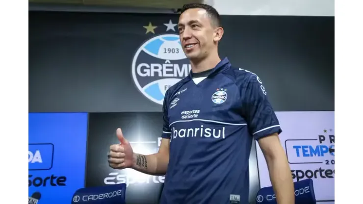 Marchesín é apresentado como novo goleiro do Grêmio. Lucas Uebel/Grêmio FBPA
