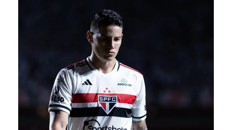  James Rodriguez jogador do São Paulo durante partida contra o Gremio no estadio Morumbi pelo campeonato Brasileiro A 2023. Foto: Fabio Giannelli/AGIF
