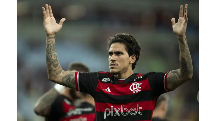 Pedro jogador do Flamengo comemora seu gol durante partida contra o Boavista no estadio Maracana pelo campeonato Carioca 2024. Foto: Jorge Rodrigues/AGIF
