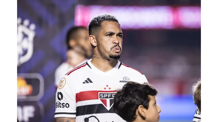 Luciano jogador do Sao Paulo durante partida contra o Cuiaba no estadio Morumbi pelo campeonato Brasileiro A 2023. Atleta está sendo cobrado. Foto: Abner Dourado/AGIF
