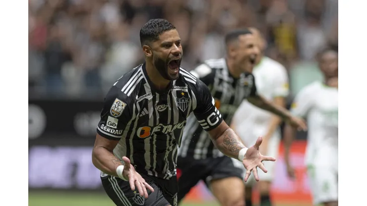 Hulk jogador do Atletico comemora seu gol durante partida contra o America-MG no estadio Arena MRV pelo campeonato Mineiro 2024. Alessandra Torres/AGIF
