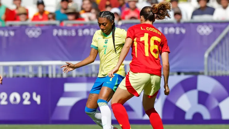 Seleção Feminina enfrentando a Espanha no estádio Matmut Atlantique, em Bourdoux, nas Olimpíadas em Paris 2024. Foto: Rafael Ribeiro/CBF
