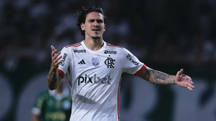 Pedro jogador do Flamengo lamenta durante partida contra o Palmeiras no estádio Arena Allianz Parque pelo campeonato Copa Do Brasil 2024. Foto: Ettore Chiereguini/AGIF
