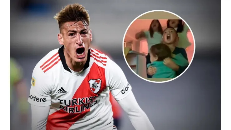 Braian Romero y la reacción de su familia por el gol ante Independiente (Foto: Getty Images)
