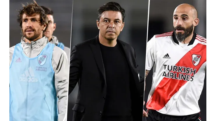 Leonardo Ponzio, Marcelo Gallardo y Javier Pinola, River Plate (Fotos: Getty Images)
