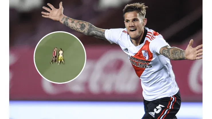 Zuculini invitó a un jugador a River en pleno partido.
