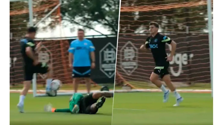 VIDEO | Julián Álvarez se la picó a Ederson en el entrenamiento del City