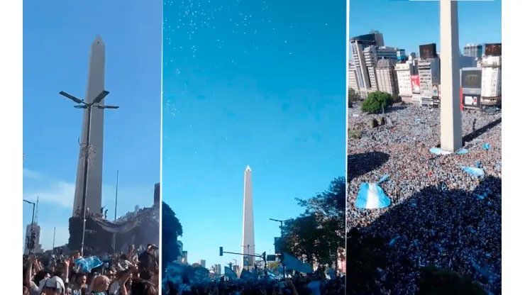 El Obelisco, pintado de celeste y blanco: los festejos de Argentina Campeón en el centro porteño