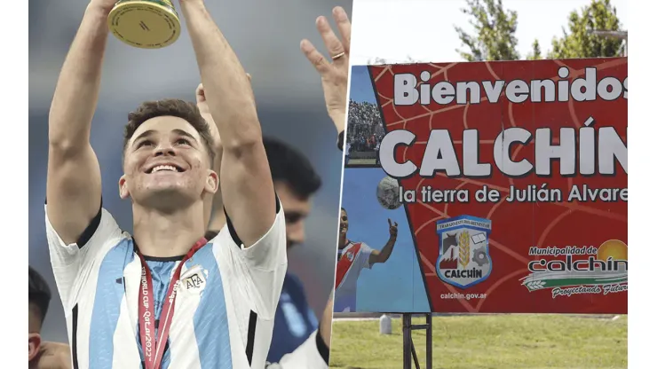 Julián Álvarez celebró la obtención del Mundial en Calchín.
