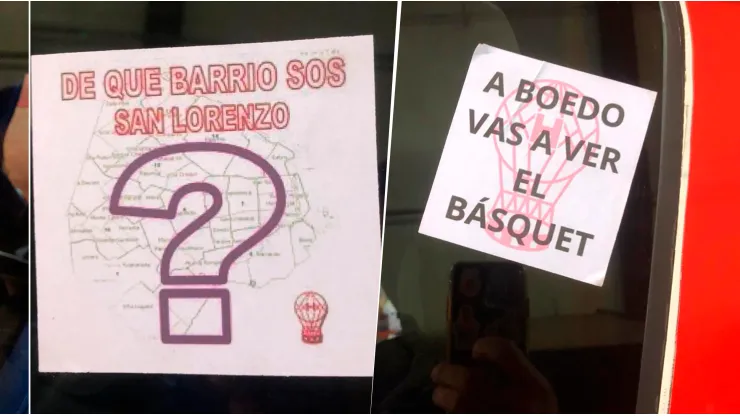 Picante: los carteles que tenía el micro de Huracán cuando llegó a la cancha de San Lorenzo