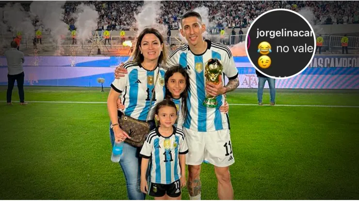 Di María bloqueó a un hincha en Instagram y Jorgelina Cardoso lo fulminó