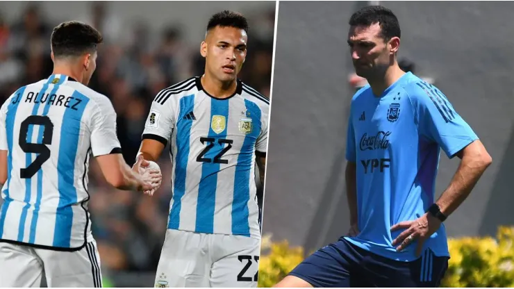 Lionel Scaloni dijo que no le preocupa que Lautaro Martínez y Julián Álvarez no hayan anotado goles en el 2023 con la Selección Argentina. Getty Images.
