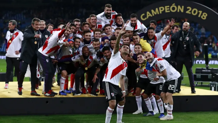 River celebra la Libertadores en el Bernabéu.
