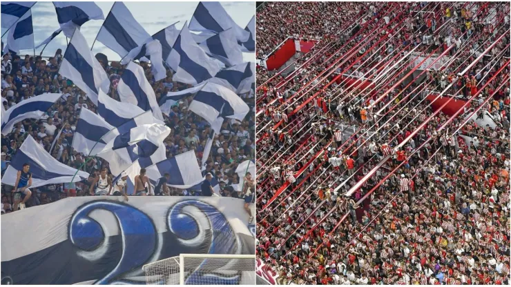 Las hinchadas de Gimnasia y Estudiantes.
