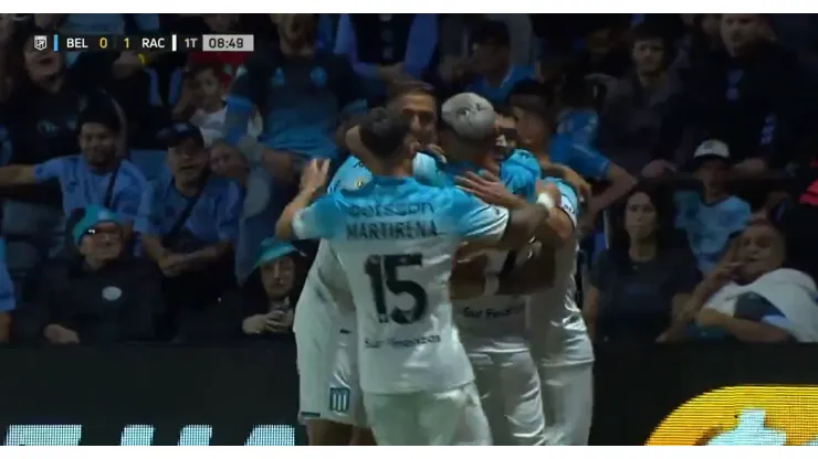 El festejo de los jugadores de Racing.
