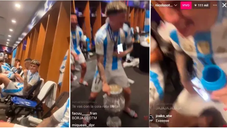 Volvieron loco a Garnacho en su primer festejo de campeón con Argentina: los videos