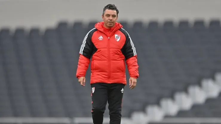 Gallardo en su primer entrenamiento en River.
