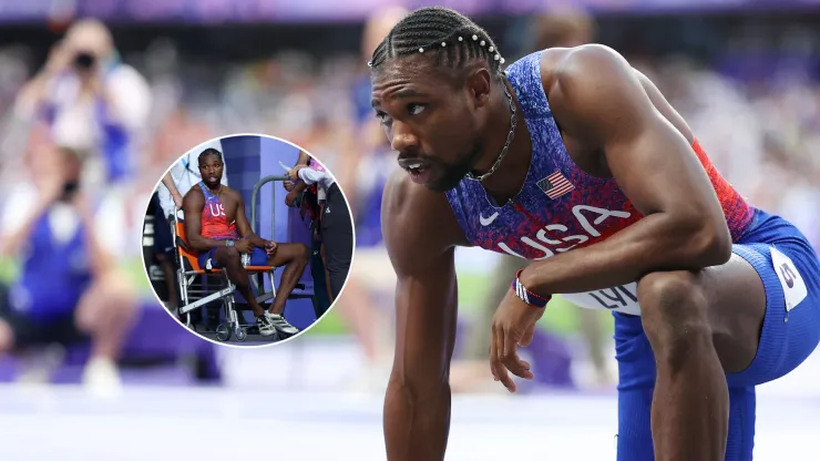 Noah Lyles corrió con COVID en París 2024 y salió en silla de ruedas
