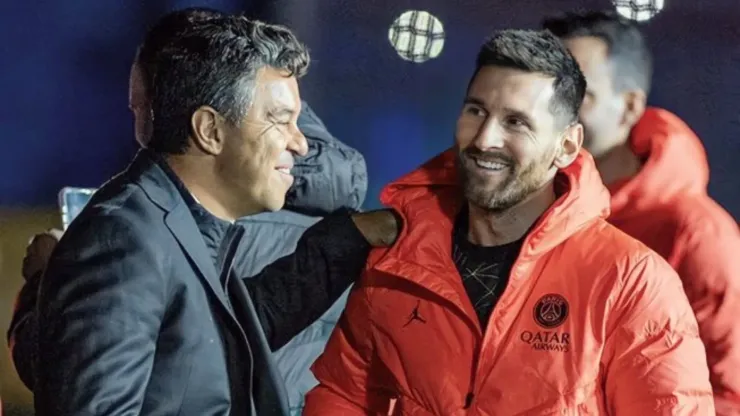 Marcelo Gallardo y Lionel Messi durante un amistoso en Arabia casi un año atrás. 
