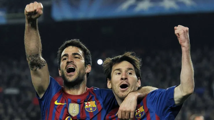 Cesc Fábregas junto a Lionel Messi.
