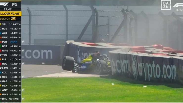 Albon se accidentó tras chocar con Bearman.
