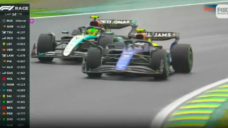 Colapinto adelantó a Hamilton en Interlagos.
