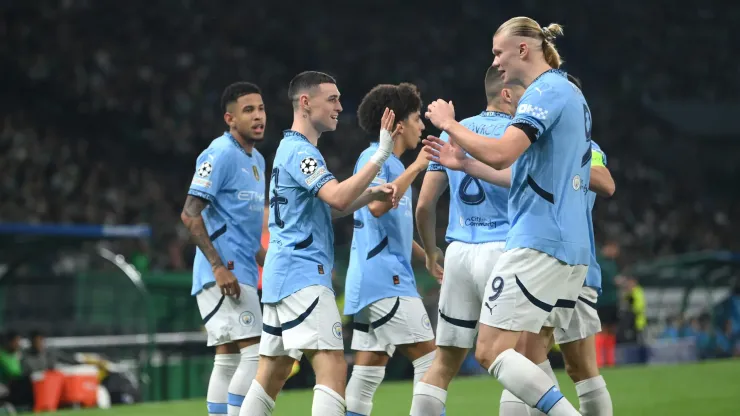 Los jugadores de Manchester City, a puro festejo.
