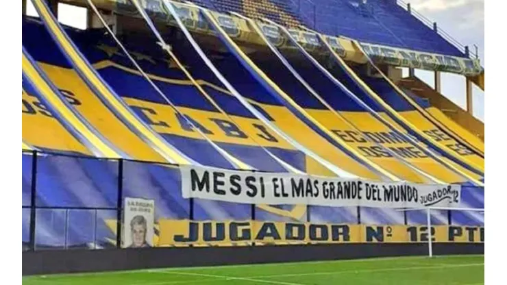 Faixa em homenagem a Messi na Bombonera
