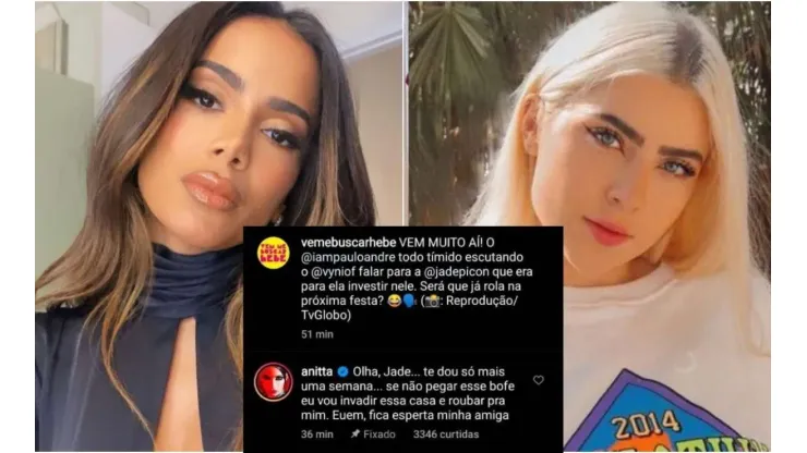 Anitta mostrou seu interesse em Paulo André, que flerta com Jade
