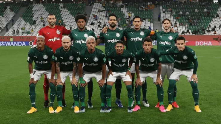 Palmeiras com elenco que disputou Mundial de Clubes em 2020 (Foto: Cesar Greco/Palmeiras)