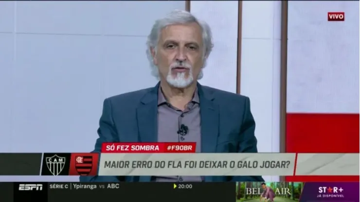 Foto: Reprodução/ESPN - Sormani apurou que Flamengo vai sem Santos no gol e Rodrigo Caio na zaga diante do América-MG
