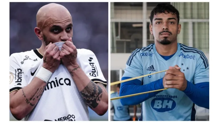 Montagem: fotos de Ettore Chiereguini/AGIF e Gustavo Aleixo/Cruzeiro - Fábio Santos x Matheus Bidu, desafio de LEs que interessa ao Corinthians
