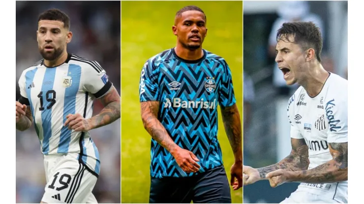 Silvio Avila; Catherine Ivill/Getty Images; Diogo Reis/AGIF - Otamendi, Douglas Costa e Vinicius Zanocelo
