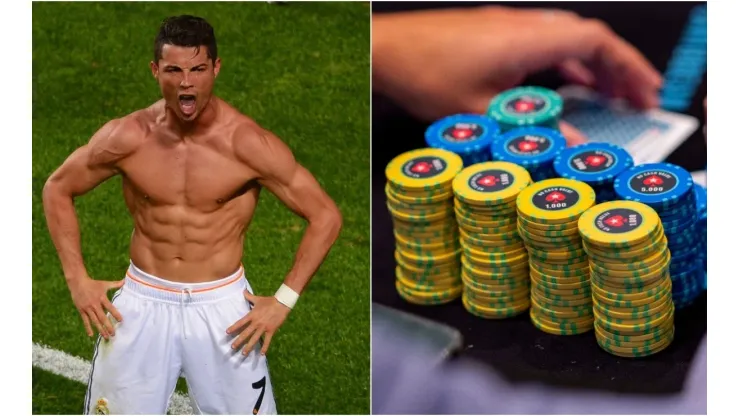 Cristiano Ronaldo marcou o 9º poker-trick da carreira (Foto: Lars Baron/Getty Image e Joe Giron/PokerStars)
