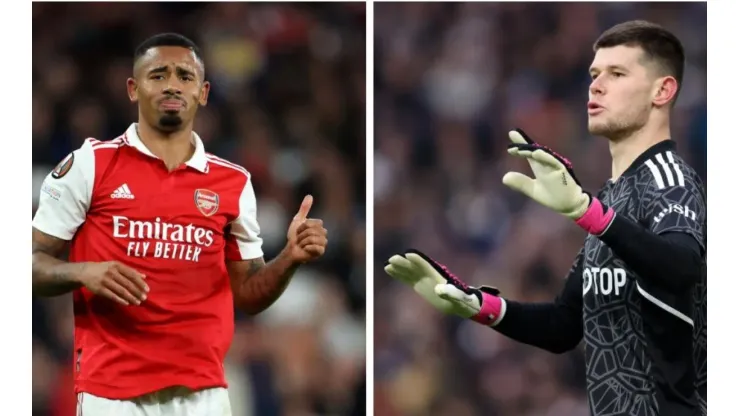 Foto 1: Gabriel Jesus, atacante brasileiro, xodó da torcida do Arsenal - Por: Catherine Ivill/Getty Images; Foto 2: Meslier, goleiro francês, que vem se destacando pelo Leeds - Por: George Wood/Getty Images
